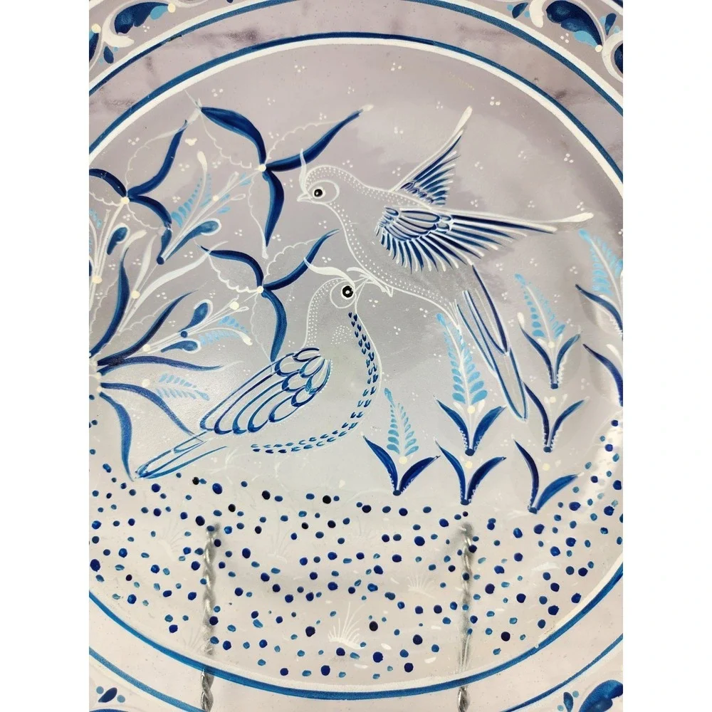Exquisite RARE Vintage Hand Blown, Hand Painted Platter 12.75